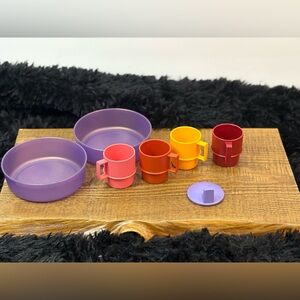 Tupperware Colorful Party Cup and Bowl Set Reusable Plastic Kitchenware
